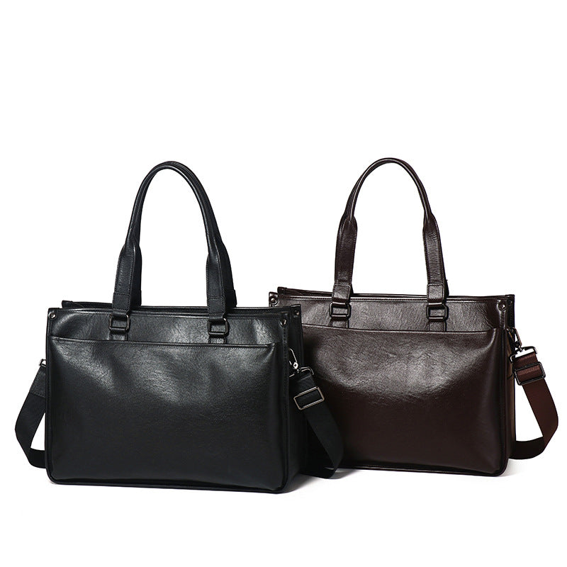Men's Genuine Leather Vegetable Tanned Cowhide Large Capacity Handbags