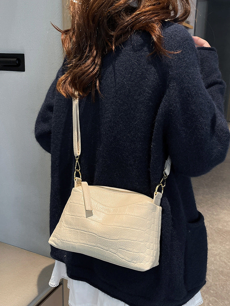 Women's Genuine Leather For Cowhide Trendy Stone Pattern Pouches Bags