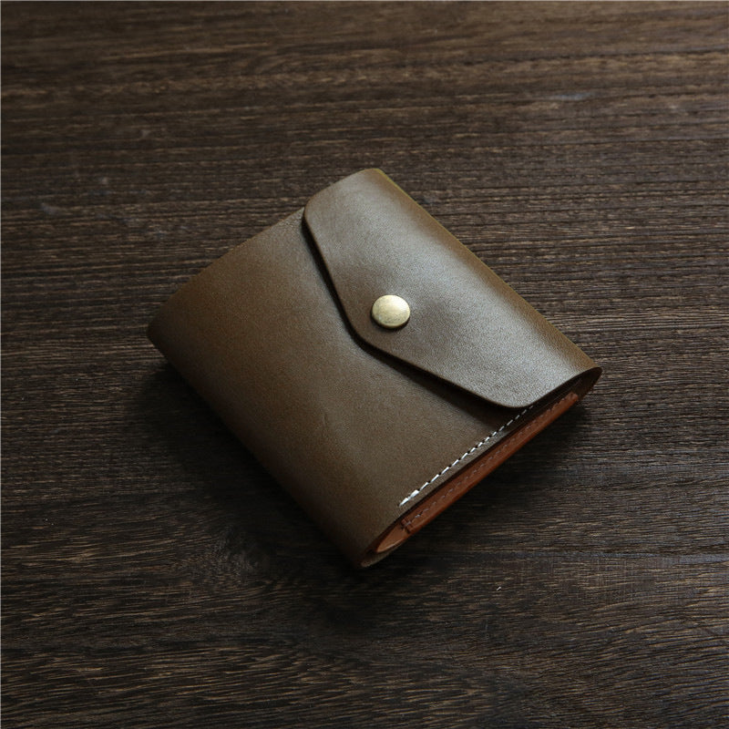 Women's & Men's Vegetable Tanned Leather Cowhide Short Genuine Men's Wallet