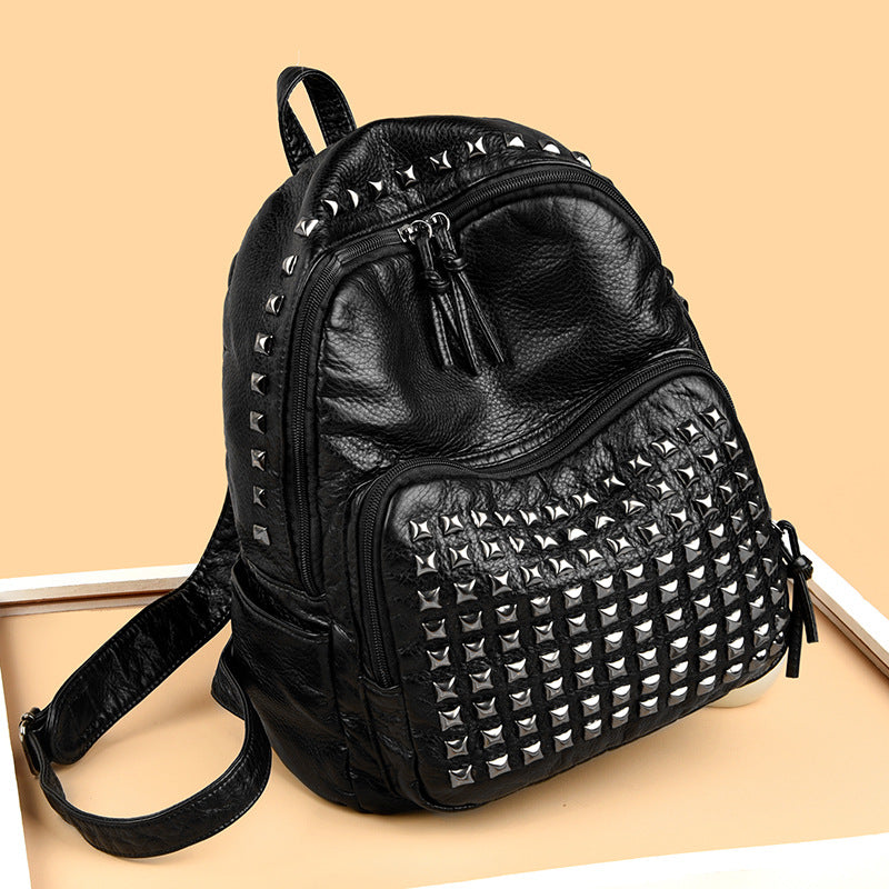 Computer Large Capacity Trendy Rivet Punk Leisure Backpack