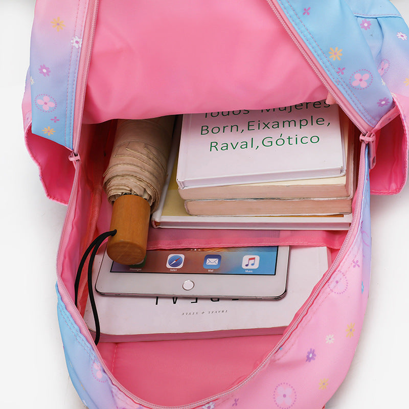 Children's Korean Waterproof Three-piece Gradient Color Princess Primary School Bag