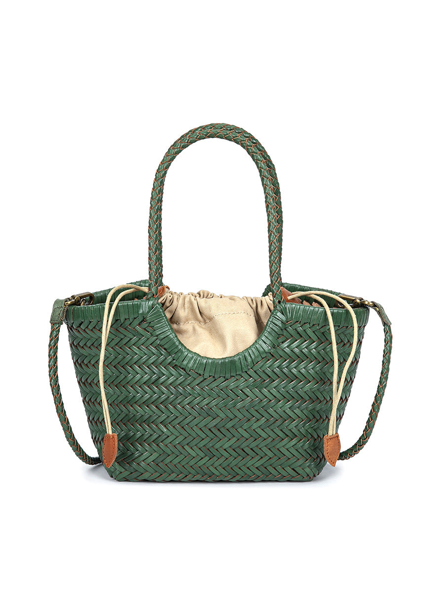 Women's Woven Vegetable Basket Vintage Leather Vacation Women's Messenger Bag
