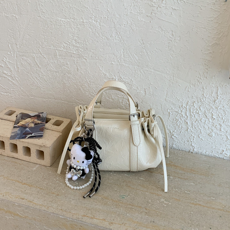 High-grade Portable Oil Wax Leather Pleated Cloud Design Fashion Women's Handbag