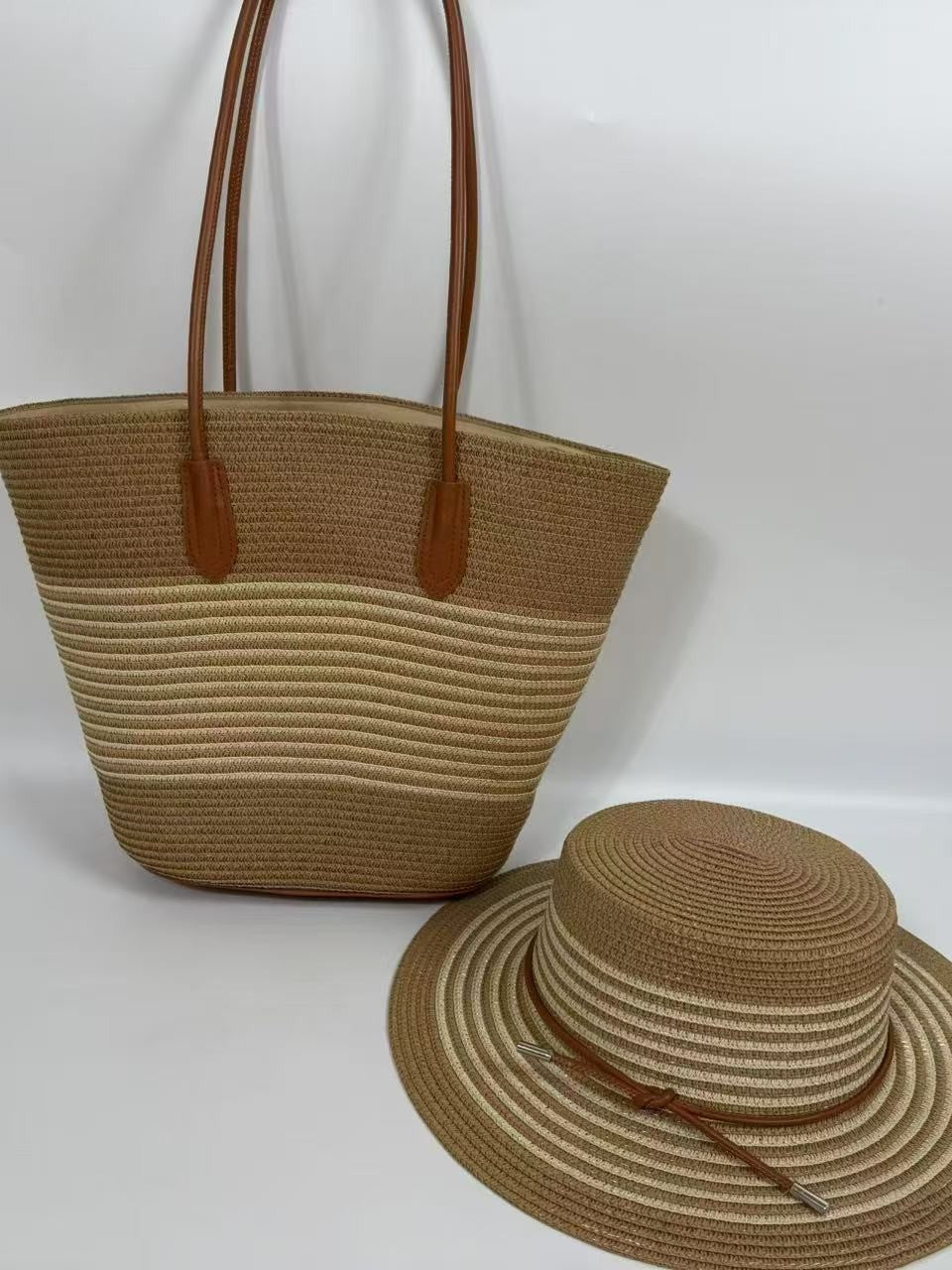 Large Capacity Straw Woven Sun Protection Hat Women's Shoulder Bag