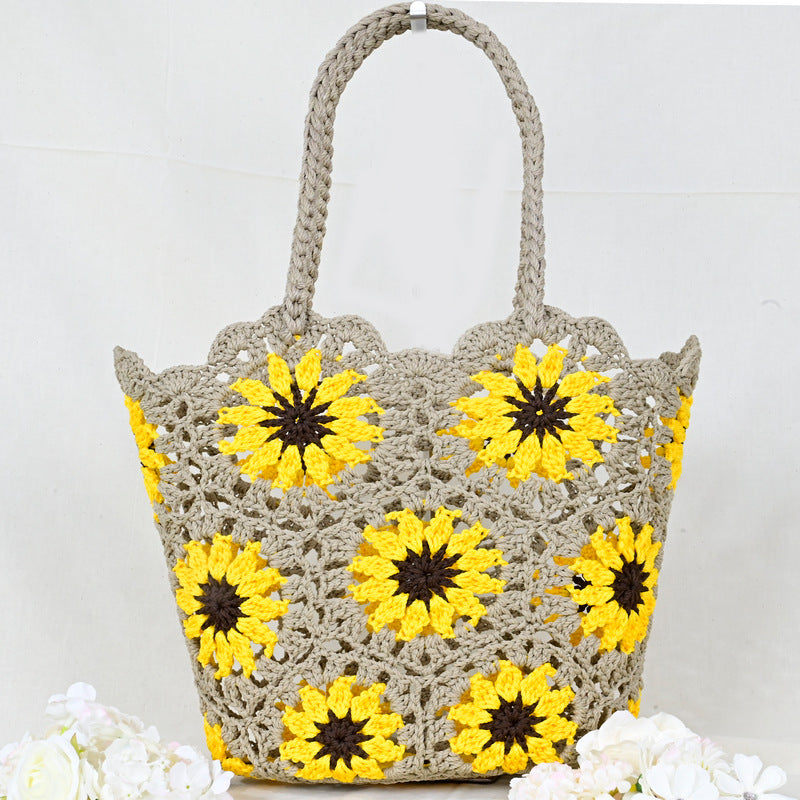 Women's Mini Oval Patchwork Hand-woven Crocheted Cotton Soft Women's Handbag