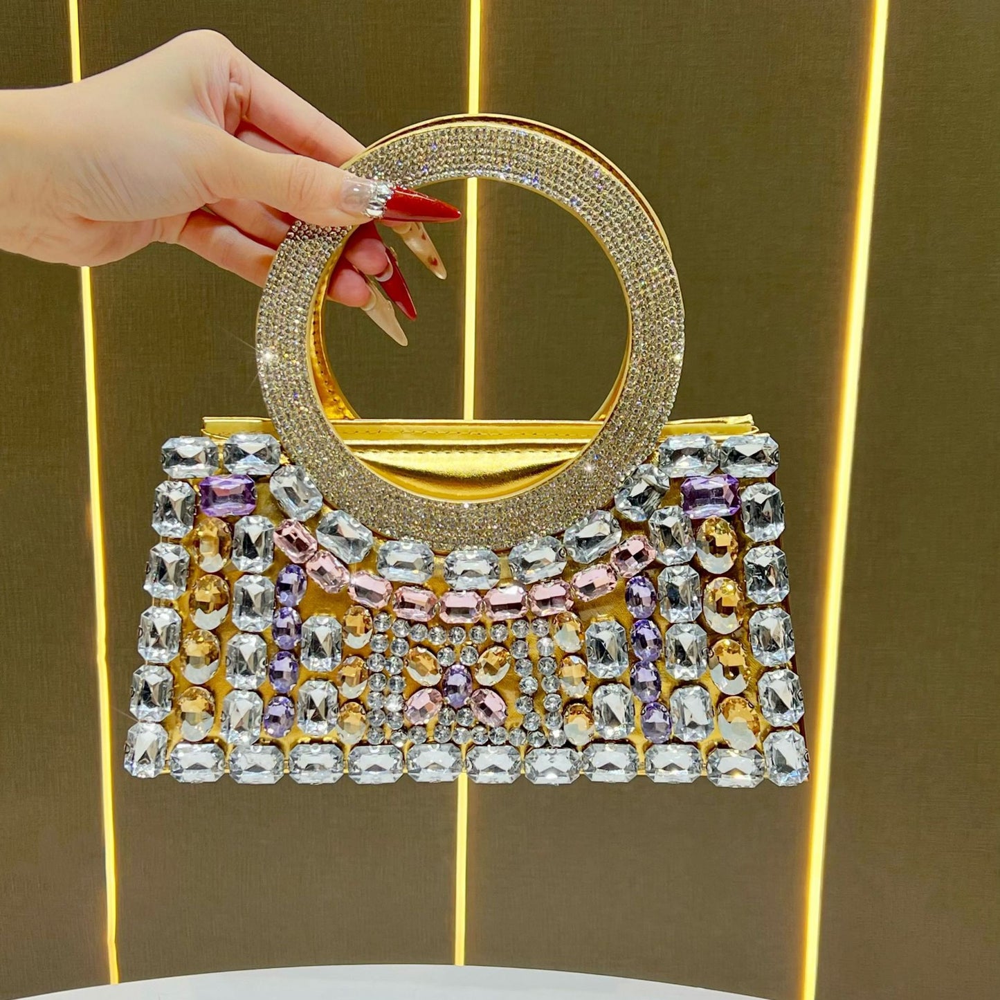 Women's Fashion High-grade Full Diamond Light Luxury Dinner Bag