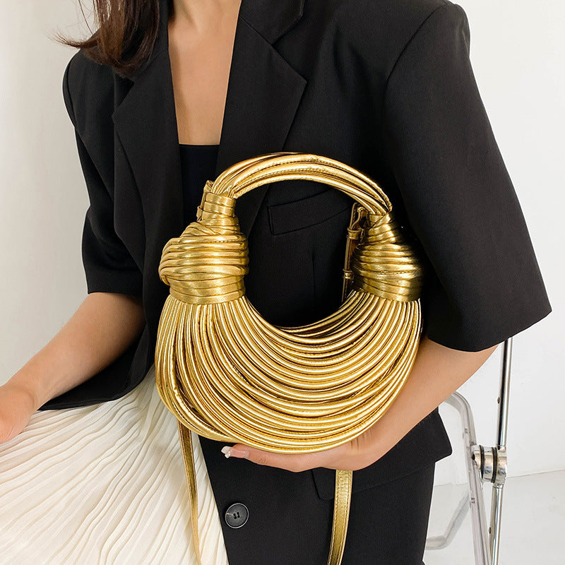 Hand-woven Bread Noodle Wire Portable Underarm Women's Handbag