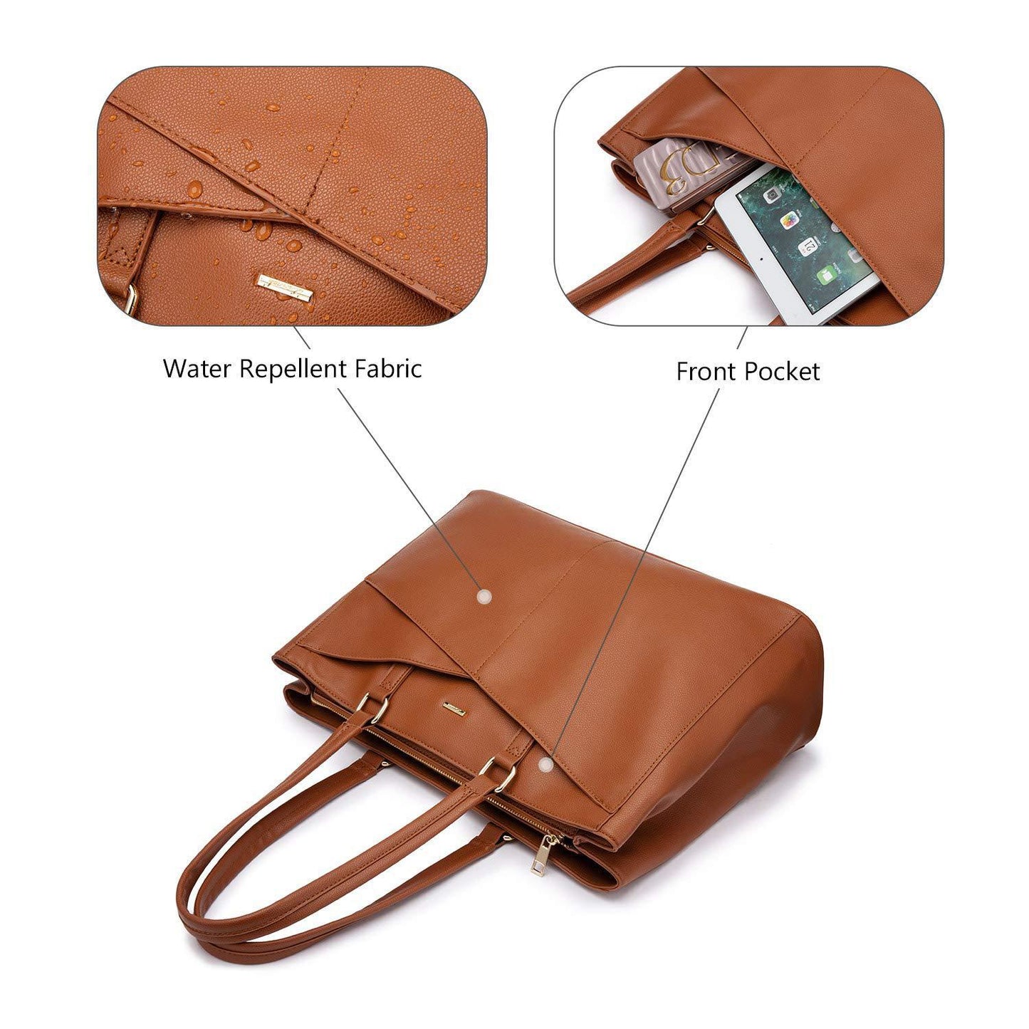 Capacity Compartment Computer Single Solid Color Women's Handbag