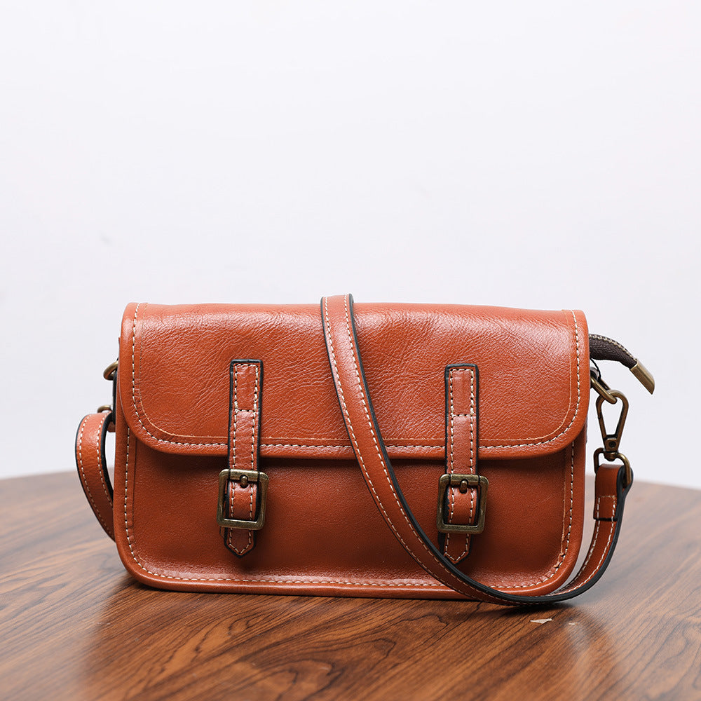 Women's Handmade Retro First Layer Imported Vegetable Tanning Leather Bags