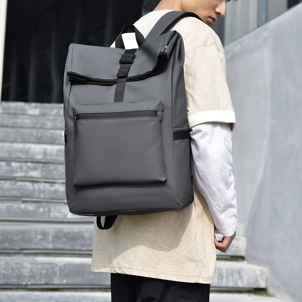 Men's Simple Trendy Cool Solid Color Computer Office Business Backpack