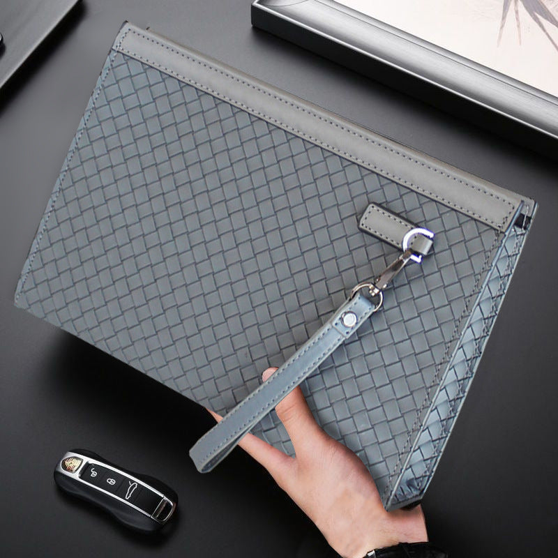 Men's Large Capacity Business Envelope Woven Pattern Men's Clutch
