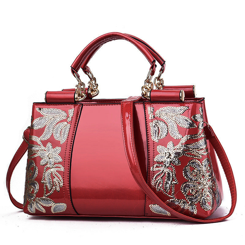 Women's Patent Leather Glossy Bride Wedding Portable Large Women's Handbag