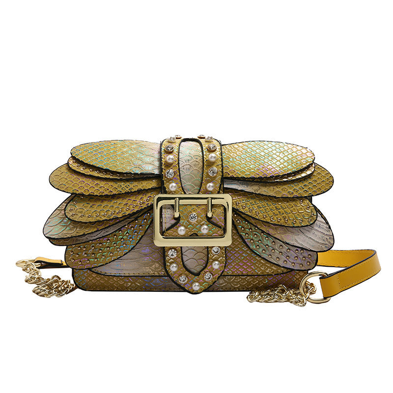 Women's Good-looking Butterfly Wings Rivet Chain Fashion Small Square Bag