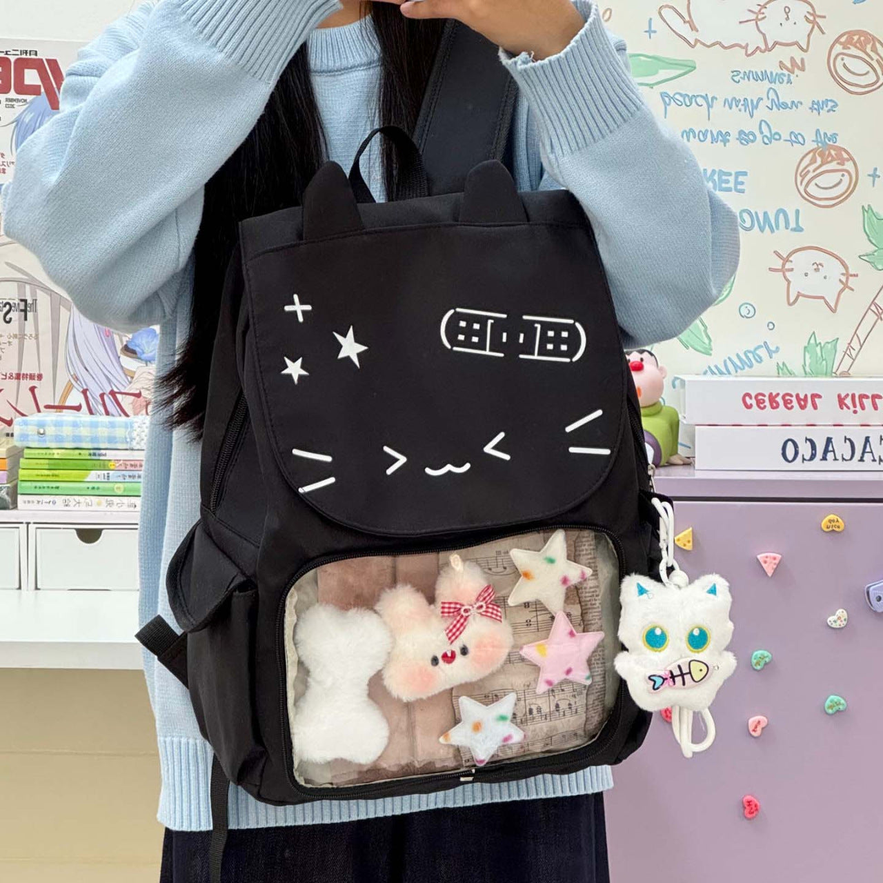 Women's Style Cartoon Cute Kitten Large Capacity Bags