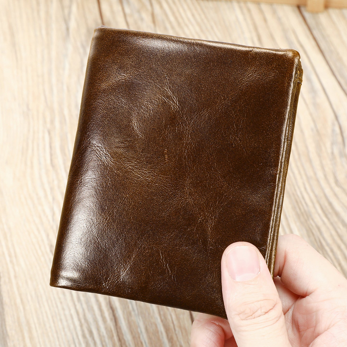 Men's Leather Vertical Short Advanced Sense Brushed Men's Wallet