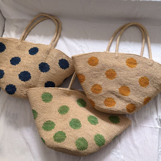 Women's Summer Raffia French Style Vacation Seaside Large Capacity Polka Dot Women's Shoulder Bag