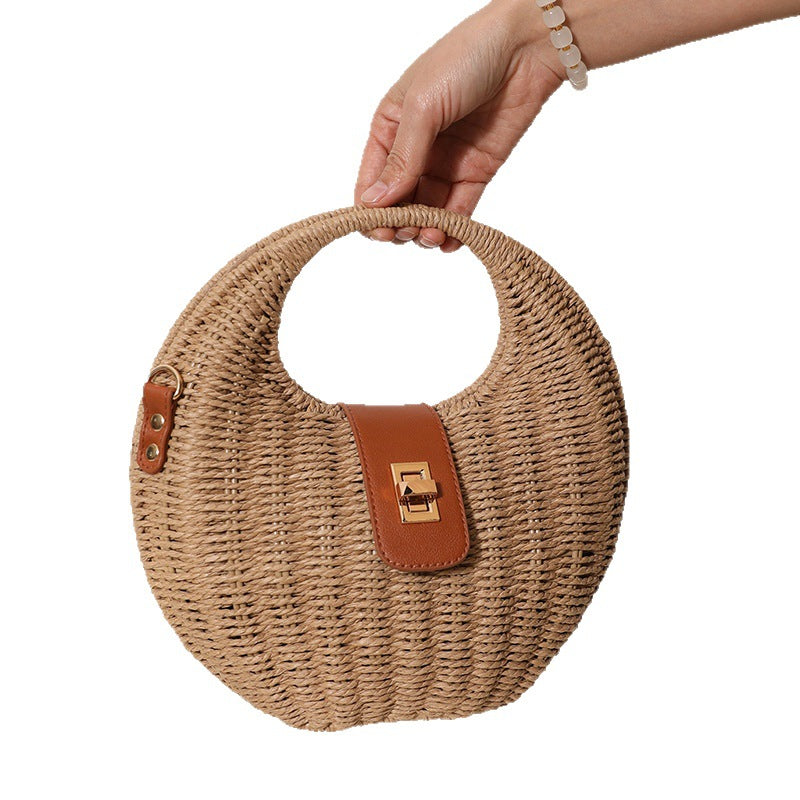 Fresh Shell Straw Fashion Twist Hand Carrying Woven Seaside Vacation Women's Messenger Bag