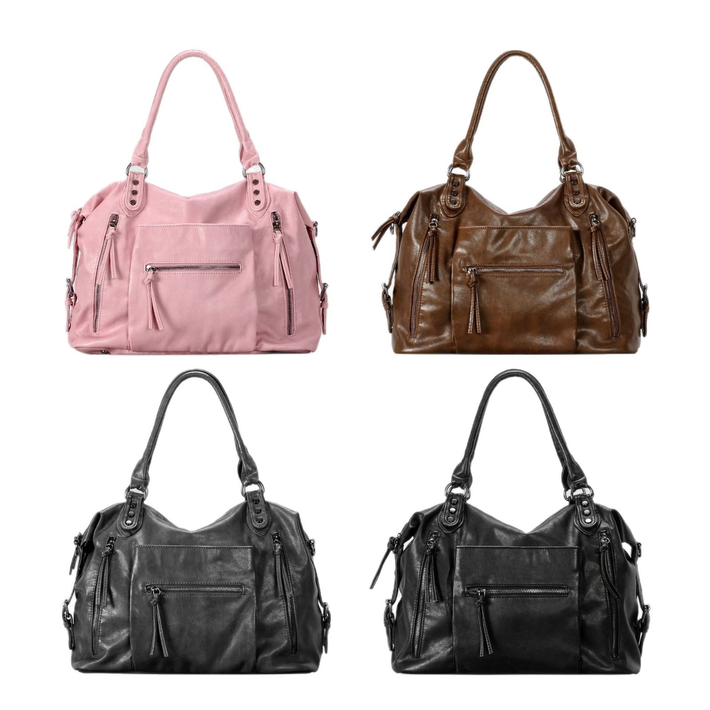 Women's Retro Motorcycle Soft Leather Large Capacity Tote Bag