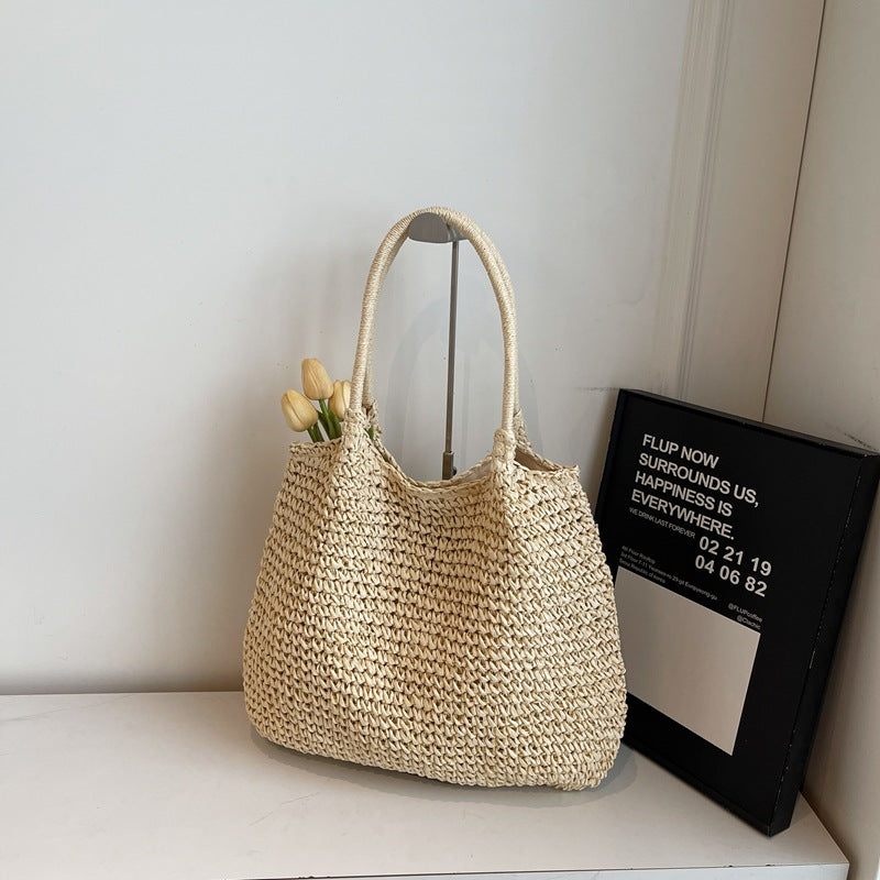 Women's Style Large Capacity Totes Straw Seaside Vacation Bags