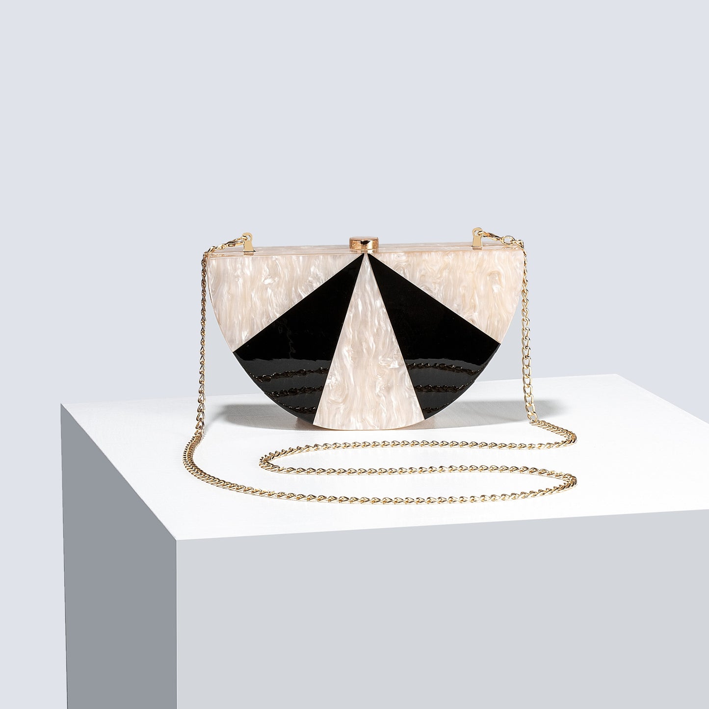 Women's Semicircle Stitching Acrylic Fashion Wedding Clutch Dinner Bag