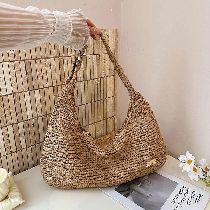 Women's Woven Summer Fashion Straw Beach Commuter Large Capacity Tote Bag