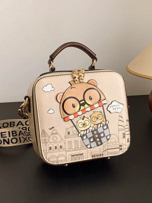 Women's Boston Pillow Cartoon Cute Bear Commute Small Square Bag