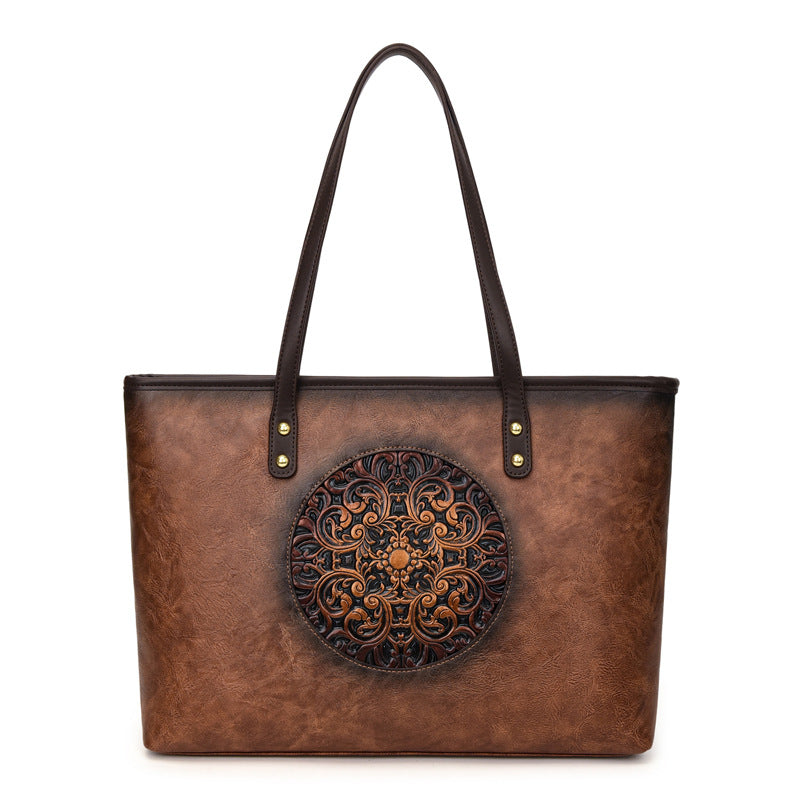 Women's Trendy Retro Fashion Ethnic Style Hand Painted Large Women's Messenger Bag