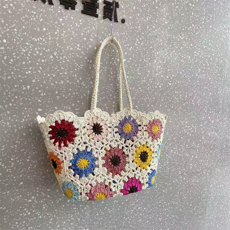 Women's Rope Handmade Crocheted Woven Bale Of Cotton Knitted Bags