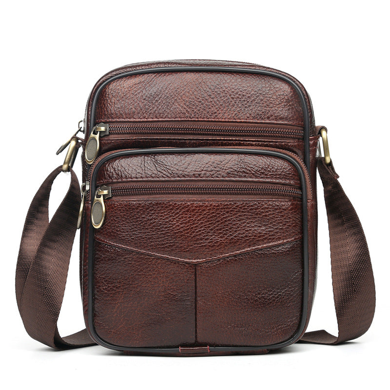New Men's Leather Portable Simple Mobile Backpacks