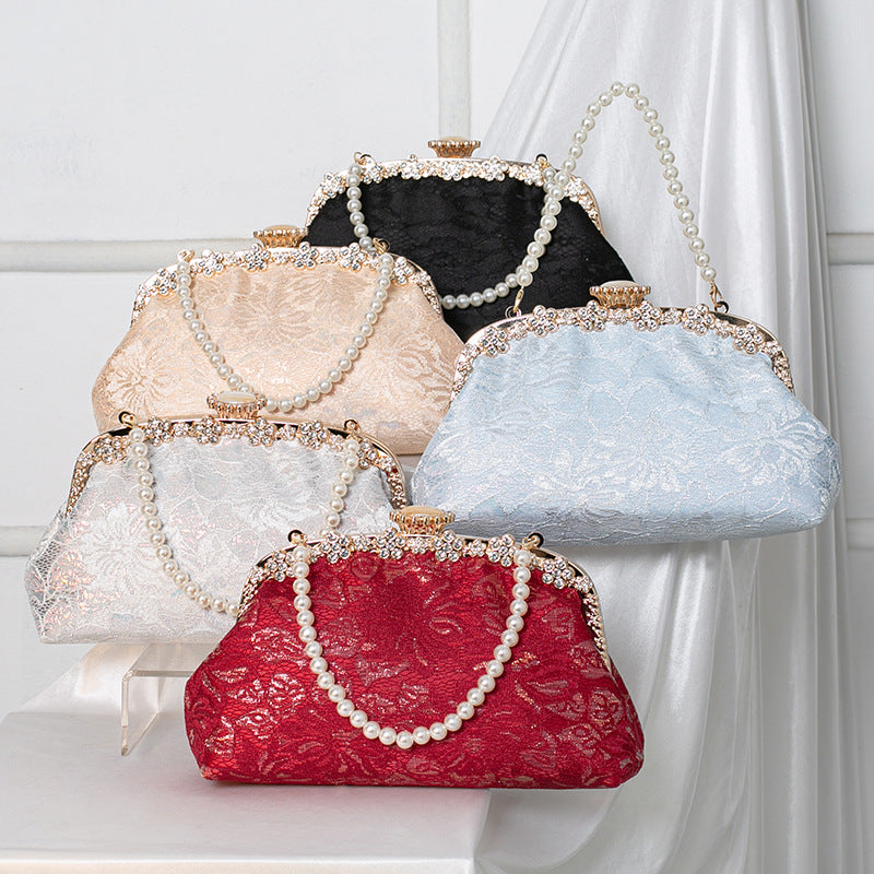 Women's Cheongsam Chinese Style Traditional Wedding Banquet Hand Bridal Pearl Dinner Bag