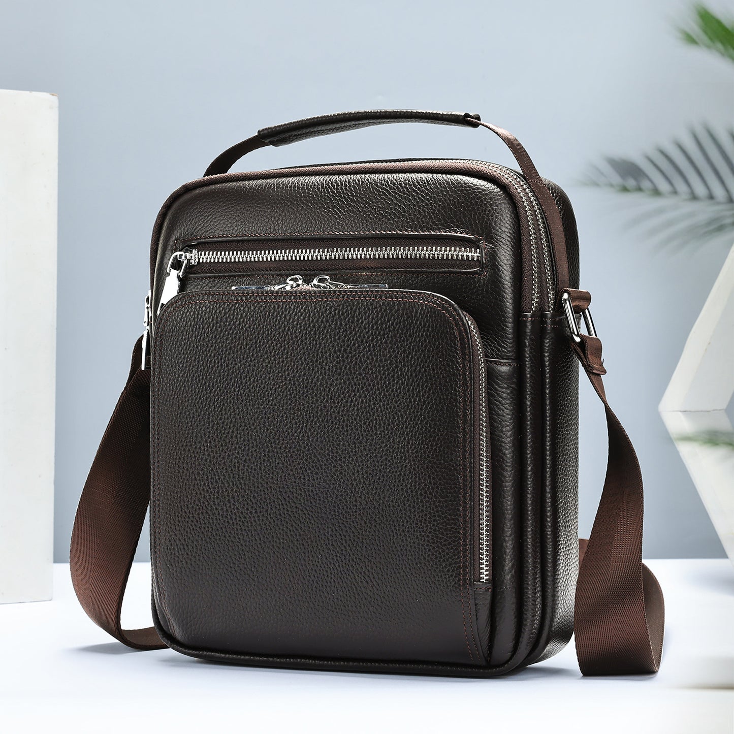 Men's Genuine Leather Vintage Crazy Horse Cowhide Men's Shoulder Bag