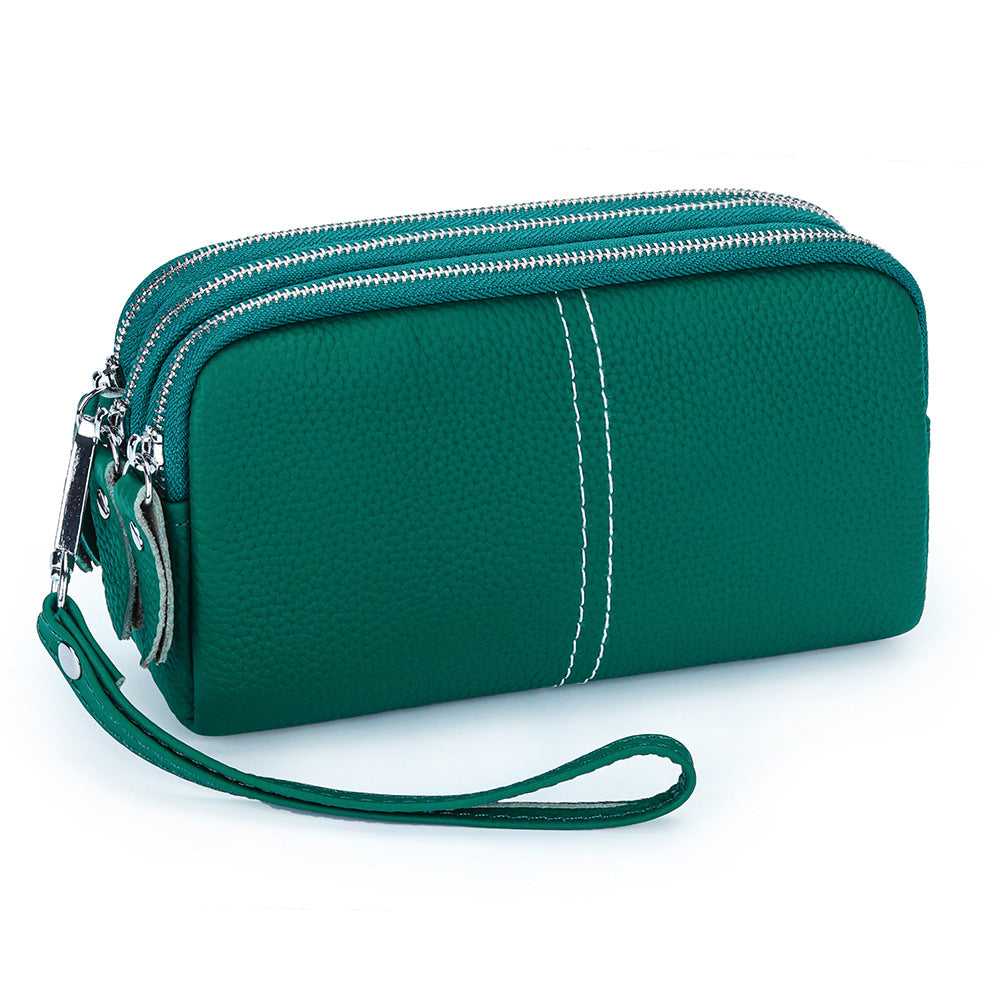 Women's Genuine Leather First Layer Cowhide Zip Wrist Fashion Women's Clutch