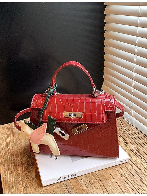 Women's High-grade Stone Pattern Latch Fashion Retro Small Square Bag