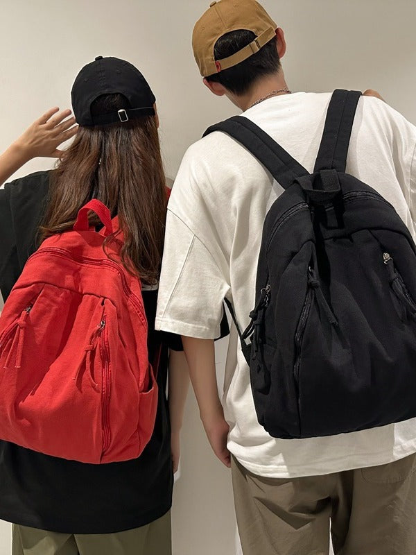 Women's & Men's Korean Large Capacity Washed Canvas Versatile Backpacks