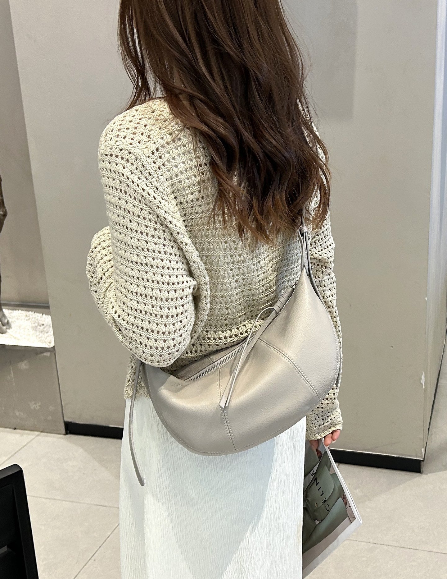 Layer Cowhide Croissant Dumpling Design Genuine Leather Versatile Bags