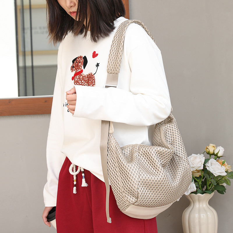 Women's Leisure Mesh Dumpling Fashion Stitching Quilted Bags