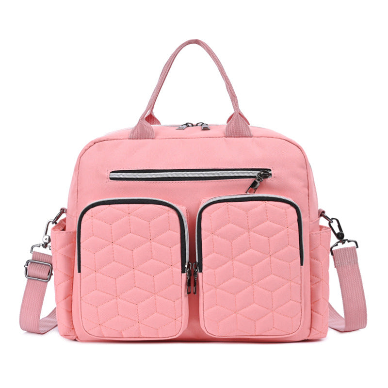 Women's Horizontal Double Pocket Diaper Embroidery Thread Style Lightweight Mummy Bag