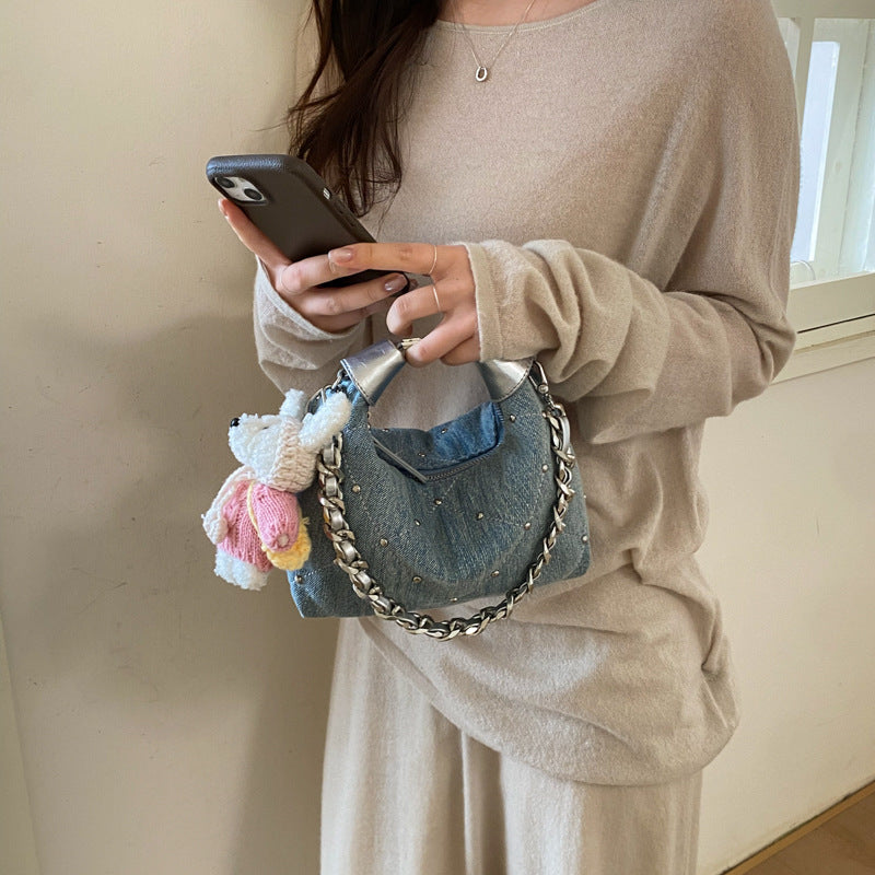 Women's Denim Underarm Light Luxury Minority Commuter Women's Shoulder Bag