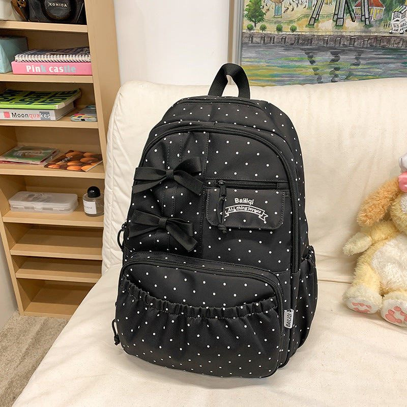 Bowknot Polka Dot Cute Medium Large Backpacks
