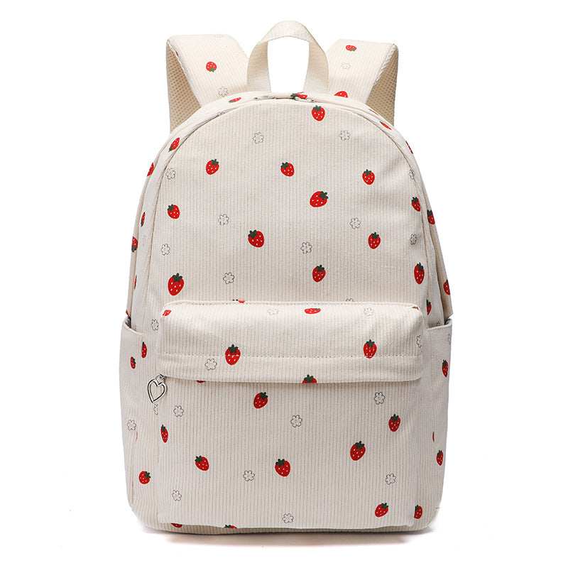Women's Corduroy Floral Pattern Large Capacity Fashion Backpacks