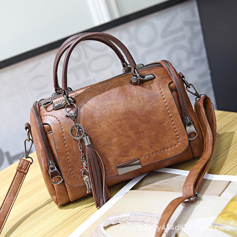 Women's Winter Solid Color Retro Pillow Flower Pendant Women's Handbag