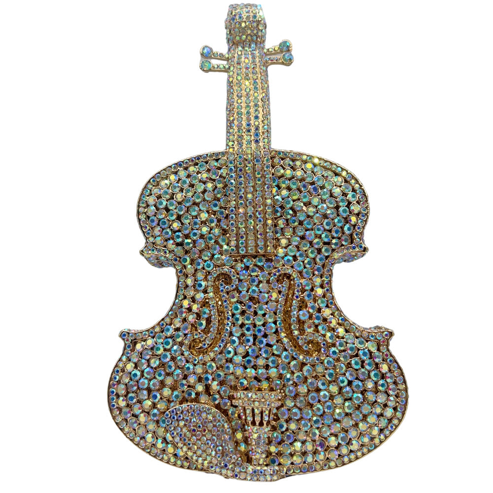 Slouchy Violin Diamond Banquet Rhinestone Clutch Evening Bags