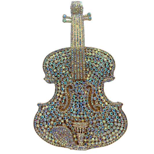 Slouchy Violin Diamond Banquet Rhinestone Clutch Evening Bags
