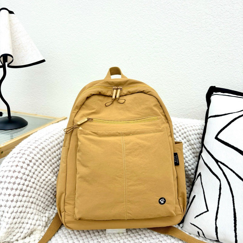 Nylon Cloth Trendy Large Capacity Contrast Leisure Backpack