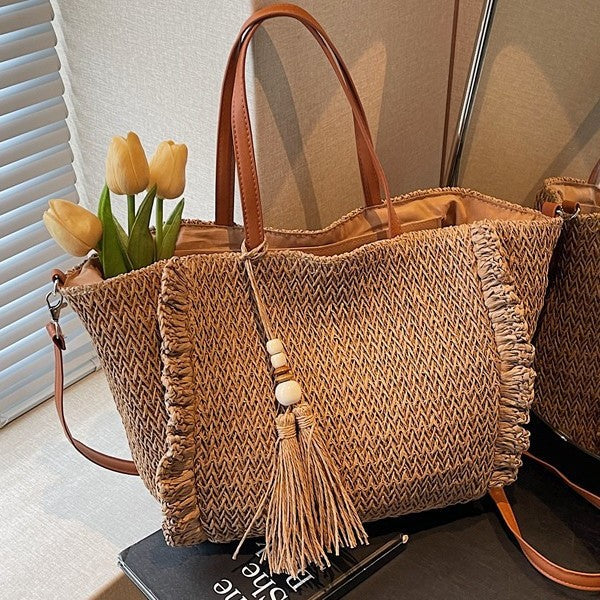 Woven Seaside Vacation Large Capacity Commuter Beach Summer Women's Shoulder Bag