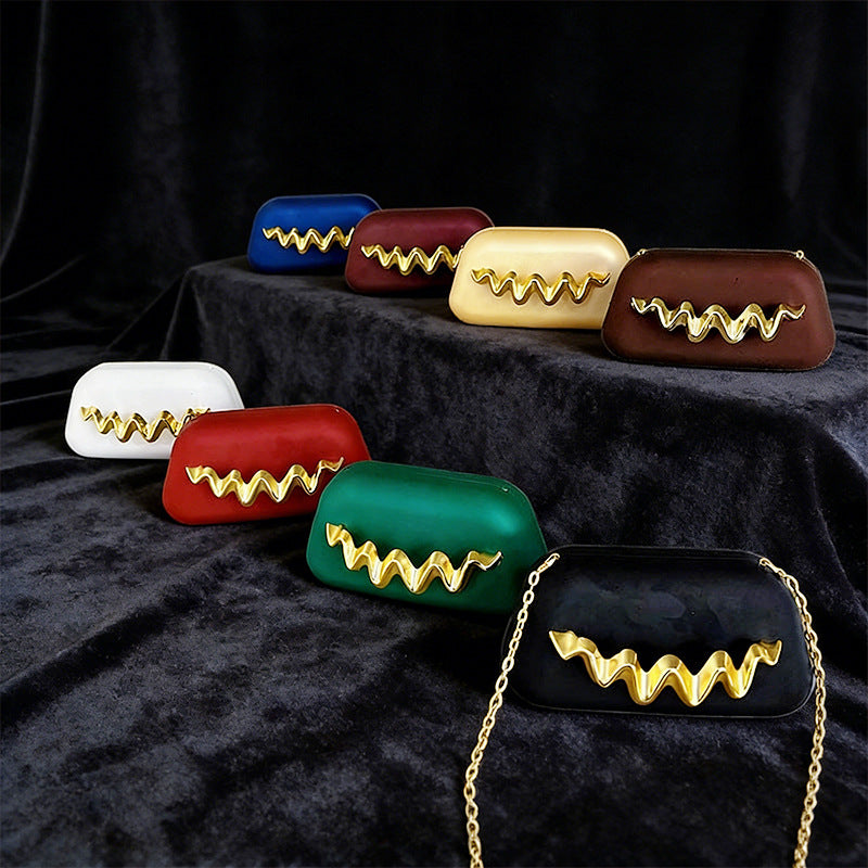 Simple Elegant Matte Texture Box Metal Wave Decorative Bags