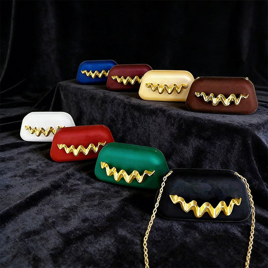 Simple Elegant Matte Texture Box Metal Wave Decorative Bags