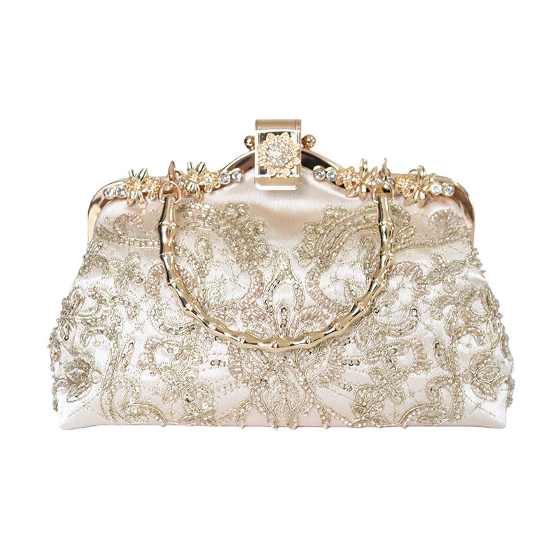 Women's Embroidered Pearl Embroidery Cheongsam Hand-held Banquet Dinner Bag