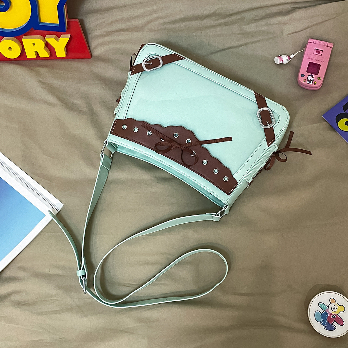 Women's Lace Bow Cartoon Cute Fresh Ribbon Transparent Women's Shoulder Bag