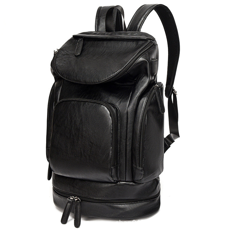 Men's Business Leather Multifunctional Password Fashion Backpacks
